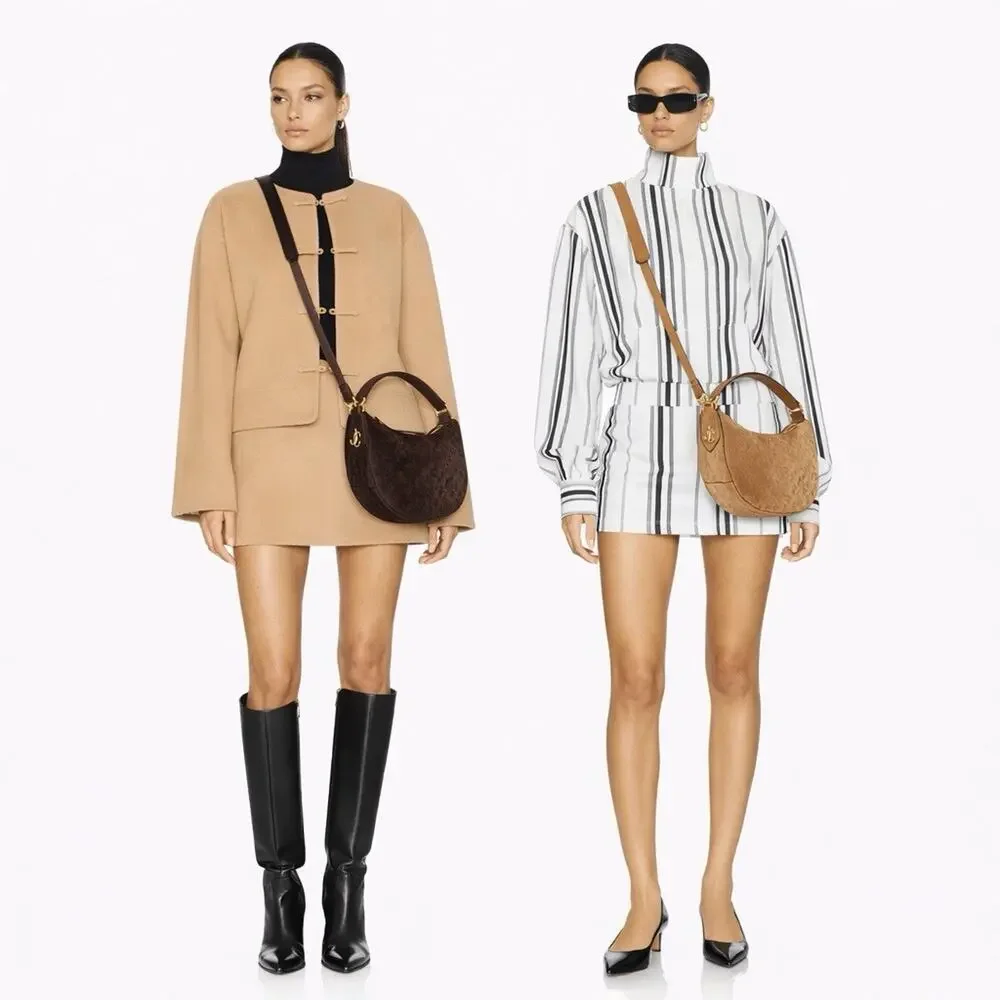Jimmy Choo light Brown Suede Hobo crossbody Bag